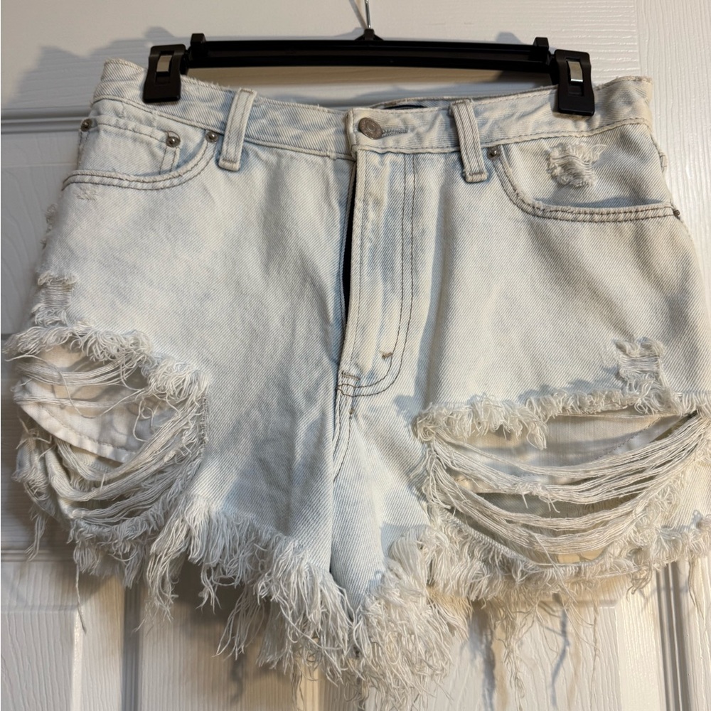 Abercrombie & Fitch Blue Jean Shorts Distressed Annie High Rise Short